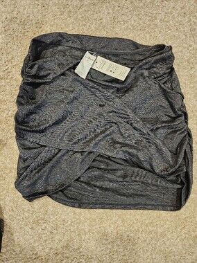Cupshe Shimmery Black Metallic Rushed Stretch Swim Cover Up Skirt